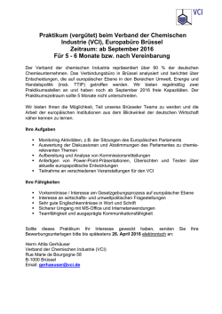beim Verband der Chemischen Industrie (VCI), Europabüro Brüssel
