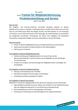 eine/n Trainee f&uuml;r Mitgliederbetreuung, Produktentwicklung und