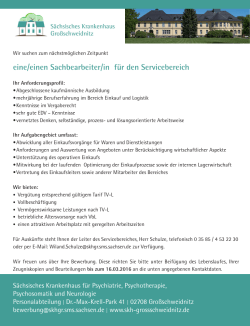 eine/einen Sachbearbeiter/in f&uuml;r den Servicebereich