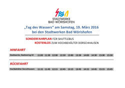 „Tag des Wassers“ am Samstag, 19. März 2016 bei den