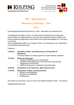 IBK &ndash; Maiandacht in Meersburg Samstag, 7. Mai 2016
