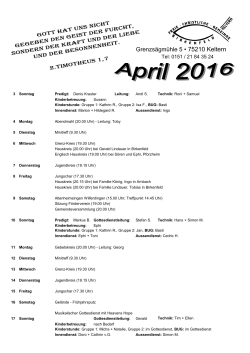 April 2016 - Freie Christliche Gemeinde Birkenfeld Keltern