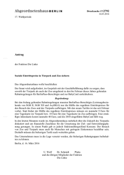 Dringlicher Antrag - Abgeordnetenhaus von Berlin