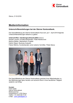 Medieninformation - Glarner Kantonalbank