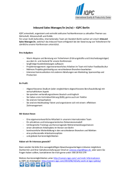 Inbound Sales Manager/in (m/w) &ndash; IQPC Berlin