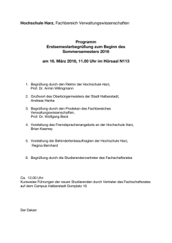 Hochschule Harz, Fachbereich Verwaltungswissenschaften