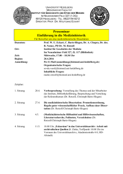 Einführung in die Medizinhistorik - Medizinische Fakultät Heidelberg