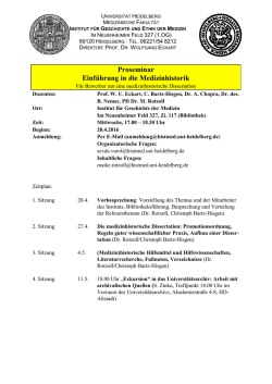 Einf&uuml;hrung in die Medizinhistorik - Medizinische Fakult&auml;t Heidelberg