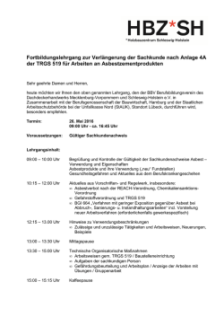 HBZ Einladung Asbest Auffrischung L&uuml;beck