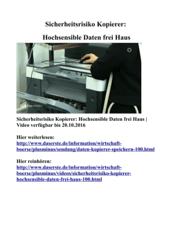 Sicherheitsrisiko Kopierer: Hochsensible Daten frei Haus