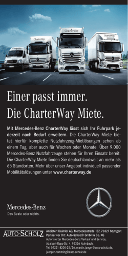 Einer passt immer. Die CharterWay Miete.