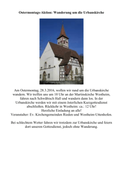 Ostermontags-Aktion: Wanderung um die Urbanskirche Am