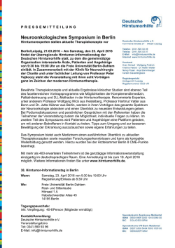 Neuroonkologisches Symposium am 23. April 2016 in Berlin