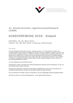 AUSSCHREIBUNG 2016 - Klassik - Stiftung Schweizerischer