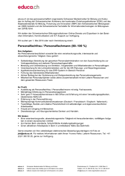 Personalfachfrau / Personalfachmann (80–100 %)