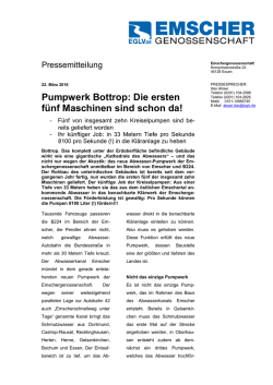 Pumpwerk Bottrop: Die ersten fünf Maschinen sind