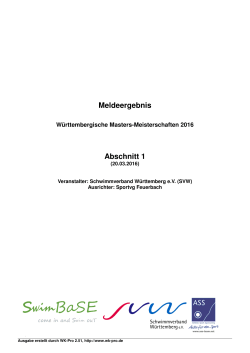 Meldeergebnis - Schwimmverband Württemberg