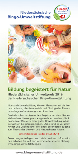 Bildung begeistert für Natur - Niedersächsische Bingo