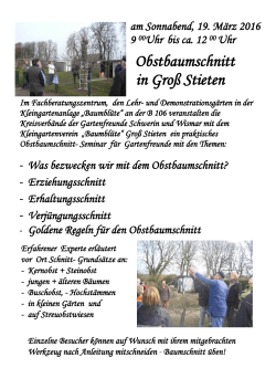 Obstbaumschnitt in Groß Stieten - Kreisverband der Gartenfreund