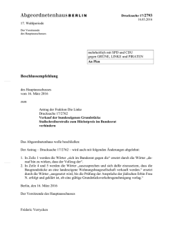 Dringliche Beschlussempfehlung