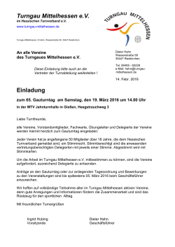 65. Gauturntag am 19. März 2016 in Gießen