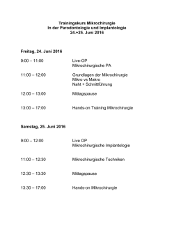 Trainingskurs Mikrochirurgie In der Parodontologie und