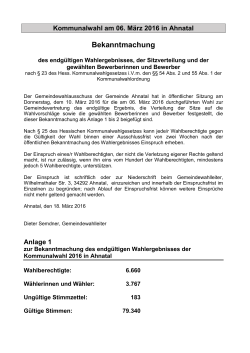 Kommunalwahl am 26