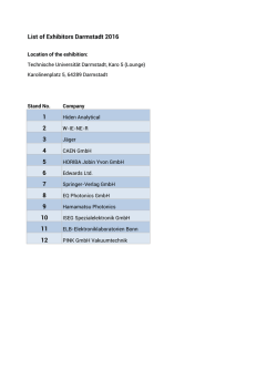 List of Exhibitors Darmstadt 2016 1 2 3 4 5 6 7 8 9 10 11 12
