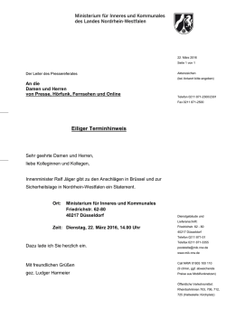 Eiliger Terminhinweis