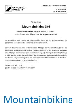 Mountainbiking 3/4 - Institut für Sportwissenschaft der Uni Bayreuth
