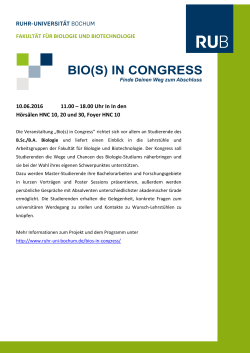 Bio(s) in Congress am Freitag, 10. Juni 2016