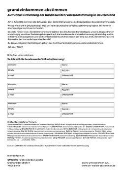 Unterschriftsliste - Omnibus für direkte Demokratie