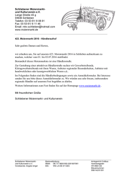 H&auml;ndleraufruf - Schliebener Moienmarkt