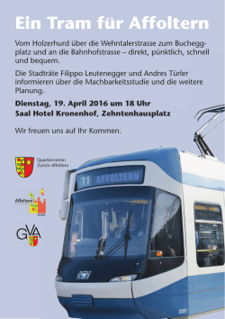 Ein Tram f&uuml;r Affoltern - Quartierverein Z&uuml;rich