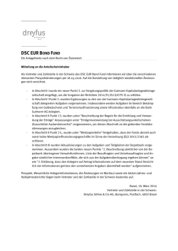 DSC EUR Bond Fund - Swiss Fund Data