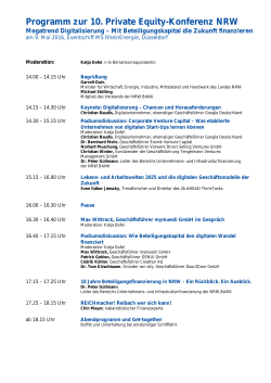 Programm zur 10. Private Equity-Konferenz NRW