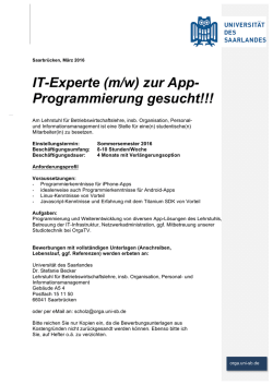 IT-Experte (m/w) zur App- Programmierung - ORGA.UNI