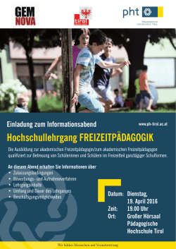 Hochschullehrgang FREIZEITP&Auml;DAGOGIK