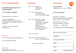 Anmeldung Forum Arbeitsmedizin vom 17.03.2016