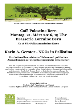 Café Palestine Bern Montag, 21. März 2016, 19 Uhr Brasserie