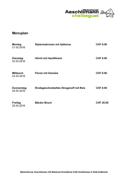 Menuplan - B&auml;ckerforum Aeschlimann