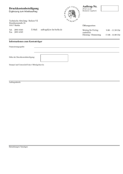 Druckkostenbeteiligung Auftrag-Nr. - Technische Abteilung