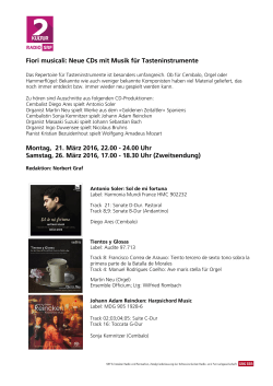 Neue CDs mit Musik für Tasteninstrumente Montag, 21. März 2016
