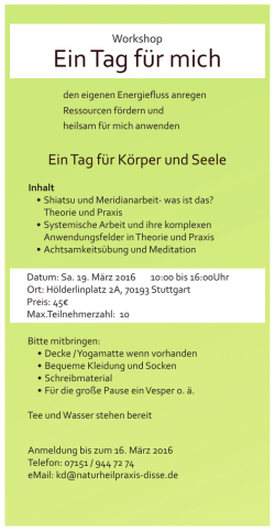 Ein Tag f&uuml;r mich - Naturheilpraxis Disse