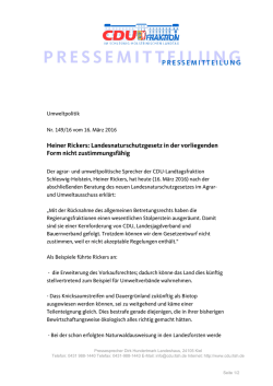 Heiner Rickers: Landesnaturschutzgesetz in der vorliegenden Form