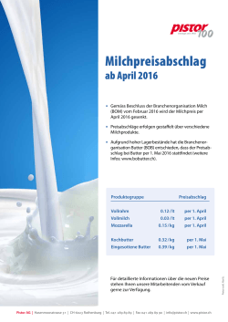 Milchpreisabschlag ab April 2016