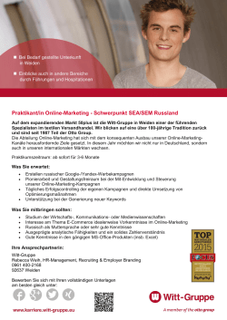 Praktikant/in Online-Marketing - Schwerpunkt SEA/SEM