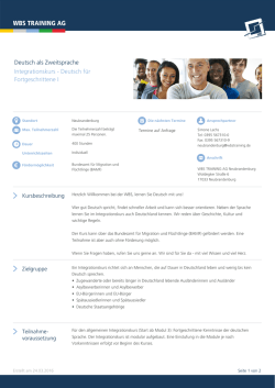 Integrationskurs - Deutsch f&uuml;r Fortgeschrittene I