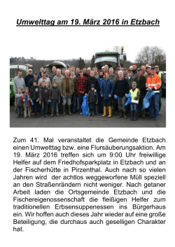 Umwelttag am 19. März 2016 in Etzbach