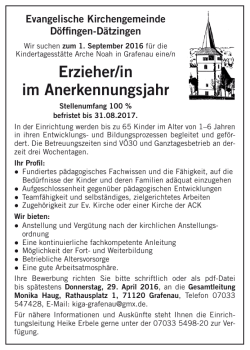 ErzieherIn im Anerkennungsjahr